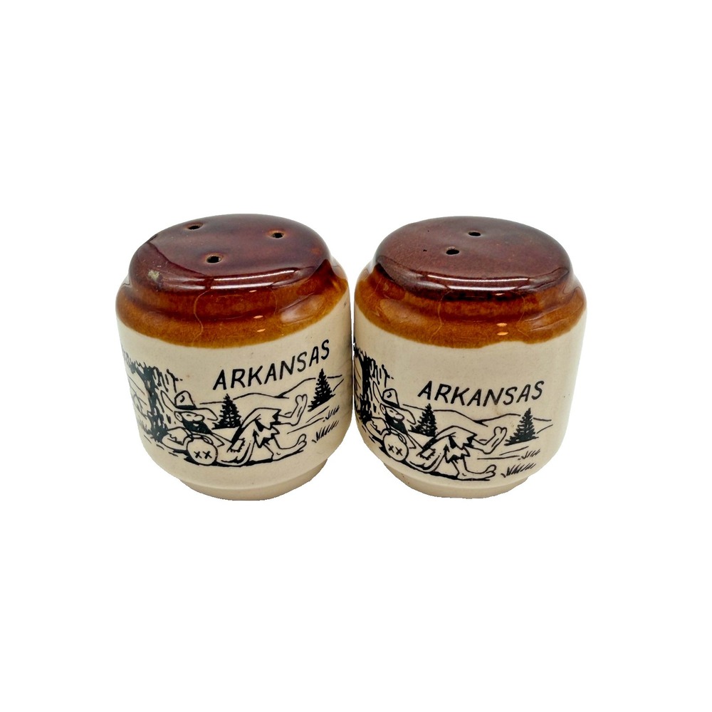 Vintage Arkansas Hillbilly Moonshine Souvenir Ceramic Salt & Pepper Shakers